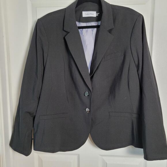 Calvin Klein Blazer Womens 22W Two Button Career Jacket Office Lined Pockets - Picture 1 of 12
